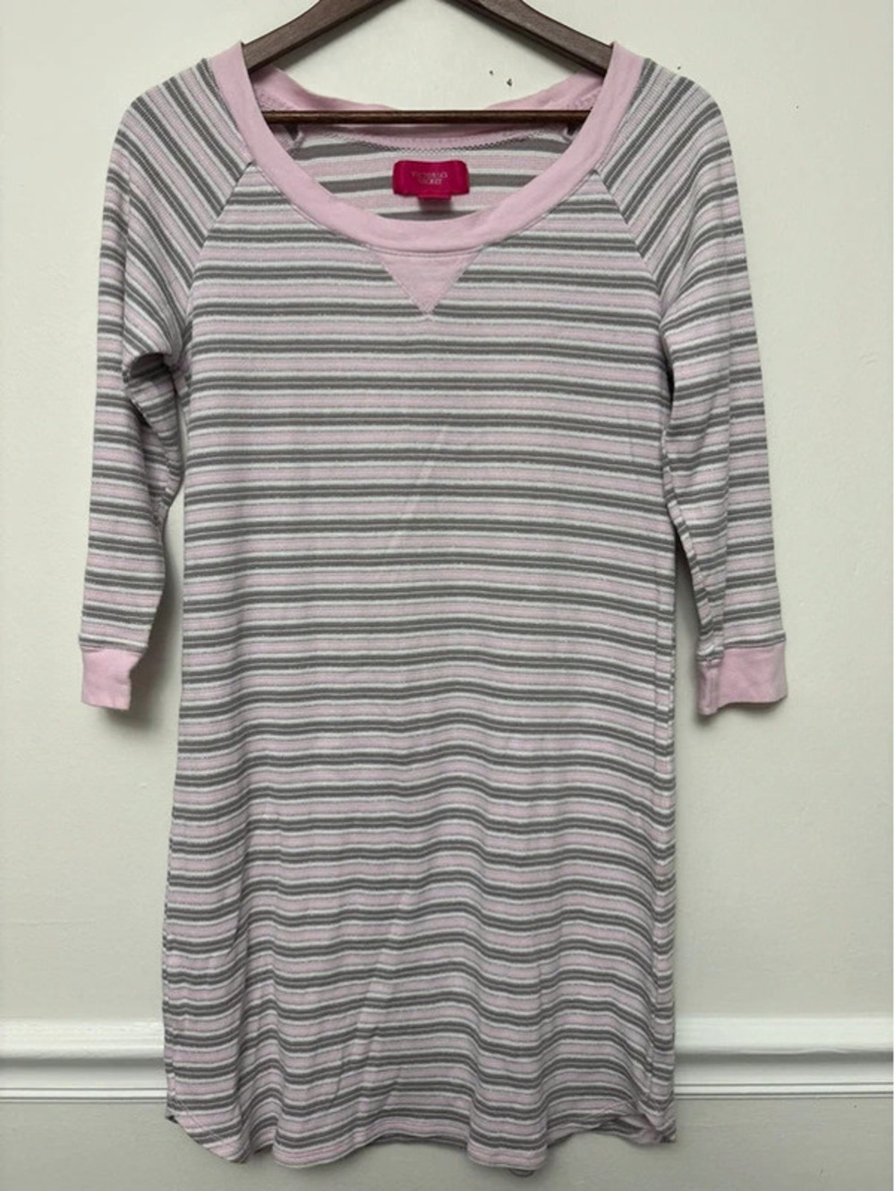 Victoria’s Secret Medium Pink Gray Striped Waffle Knit Sleepwear